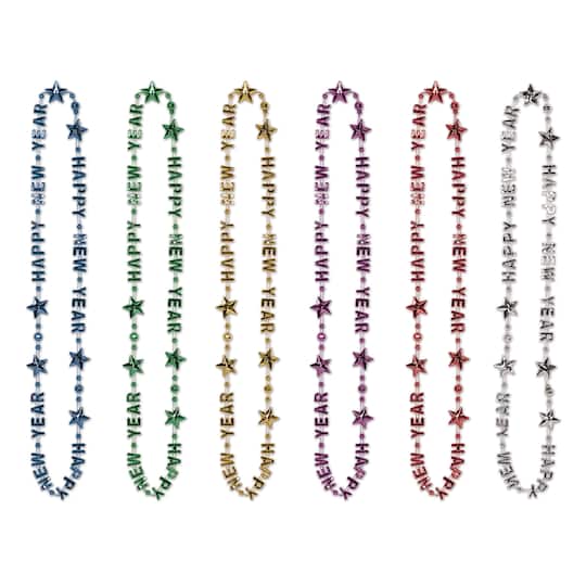 Beistle 18" Multicolor Happy New Year Beads-Of-Expression, 12ct.